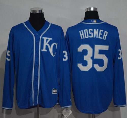 Royals #35 Eric Hosmer Blue New Cool Base Long Sleeve Stitched MLB Jersey